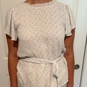 Loft Flutter Sleeve Top with tie waist